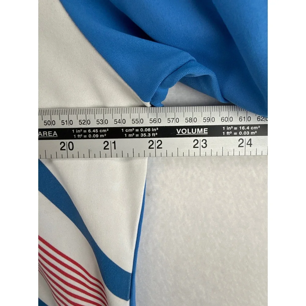Adidas Golf Shirt Mens Medium Blue White Climalite Short Sleeve Polo Graphic